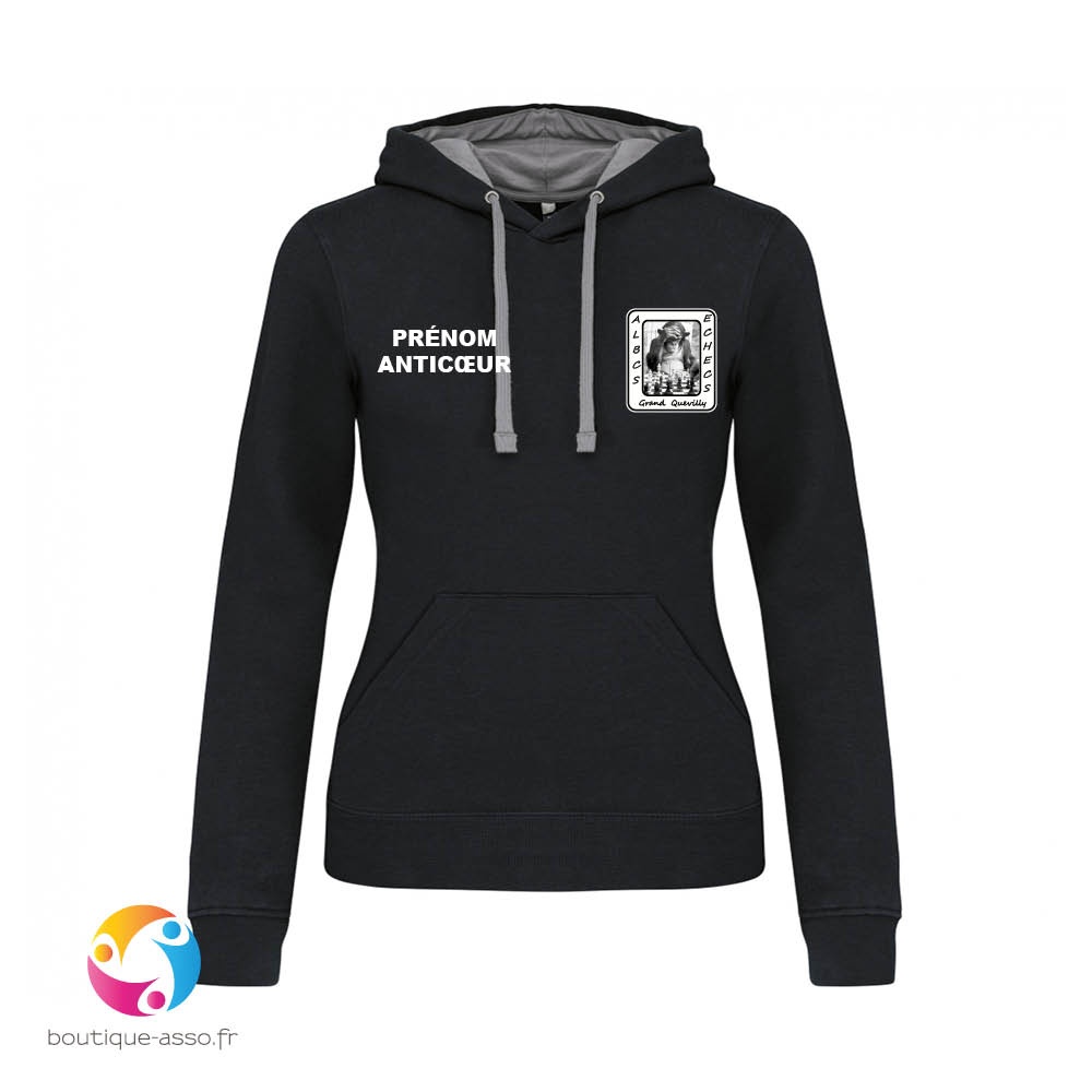 SWEAT CAPUCHE FEMME - ALBCS Échecs grand Quevilly