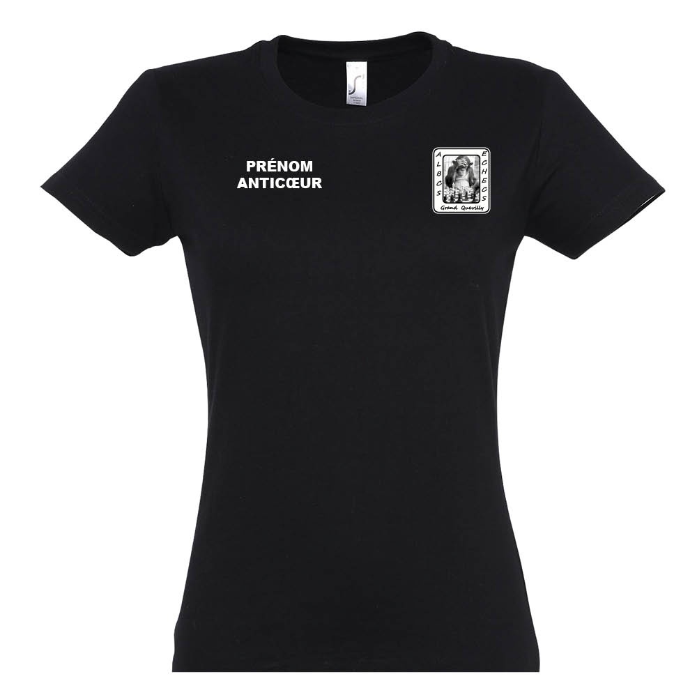 tee-shirt femme coton - ALBCS Échecs grand Quevilly