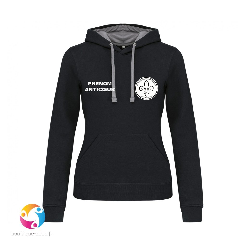 sweat capuche femme - Association des anciens et étudiants d'EEA - Université de Lille