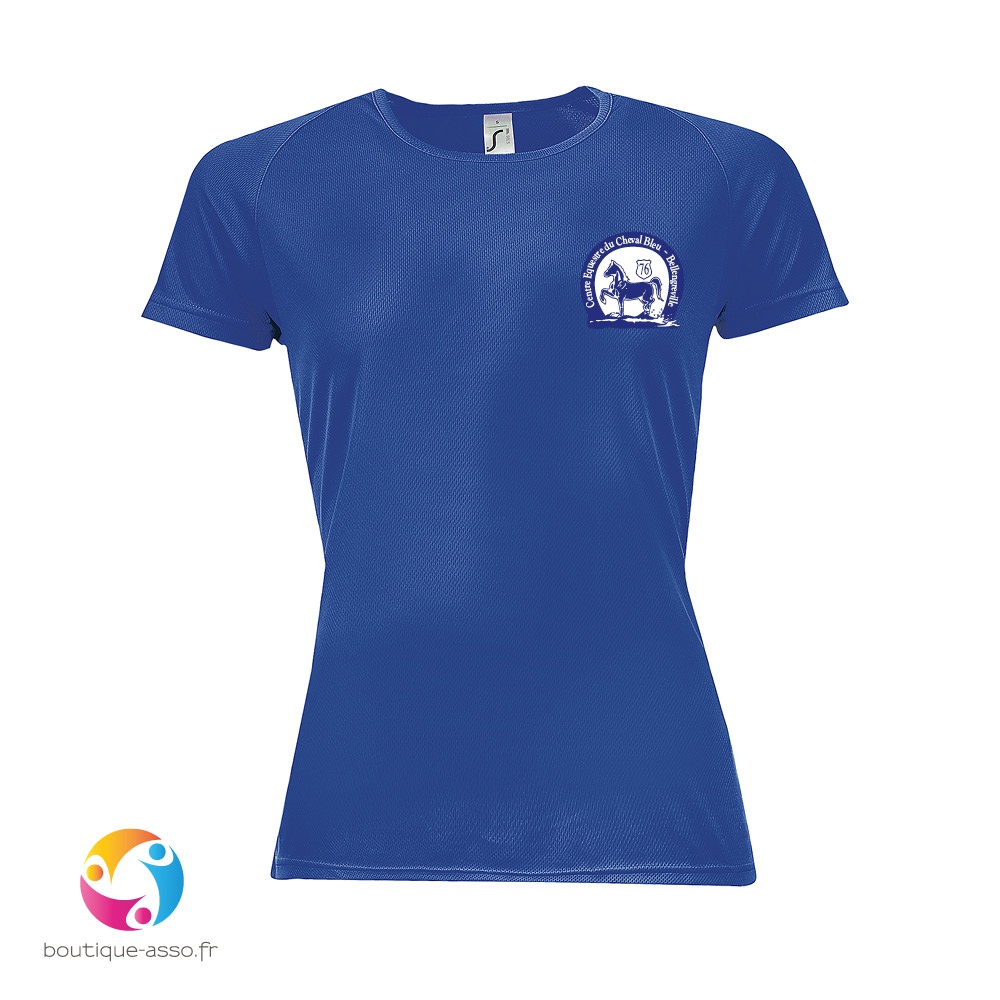 tee-shirt sport femme - centre équestre du cheval bleu