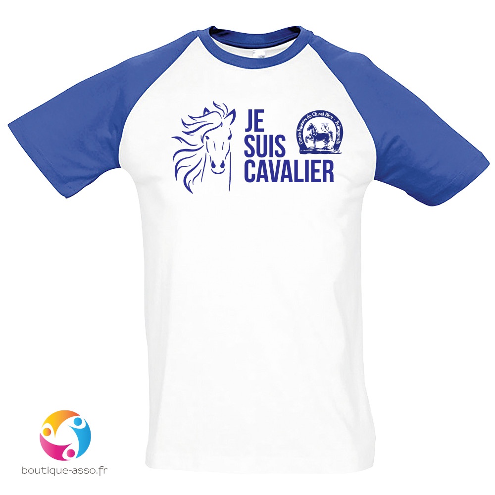 Tee-shirt bicolore MIXTE personnalisé (1) - centre équestre du cheval bleu