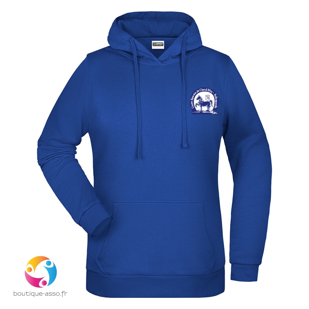 sweat capuche femme - centre équestre du cheval bleu