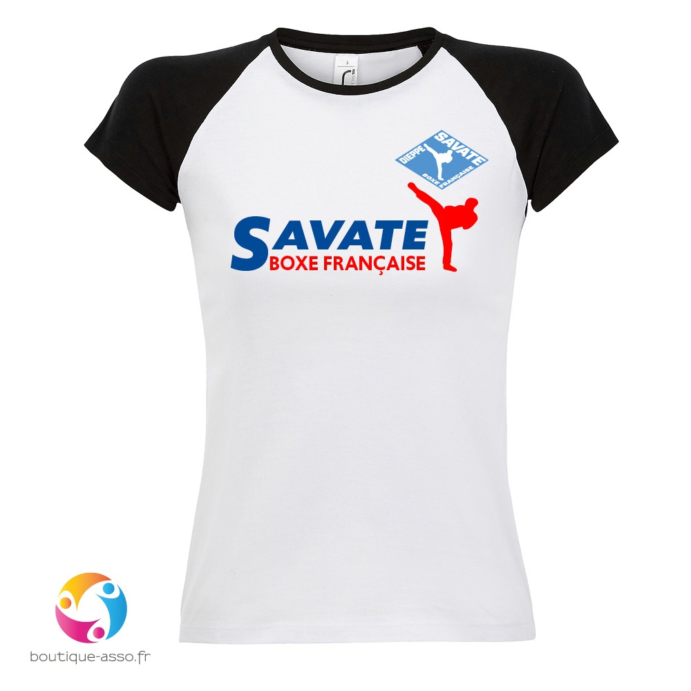 TEE-SHIRT BICOLORE FEMME PERSONNALISÉ (1) - Dieppe savate boxe Française