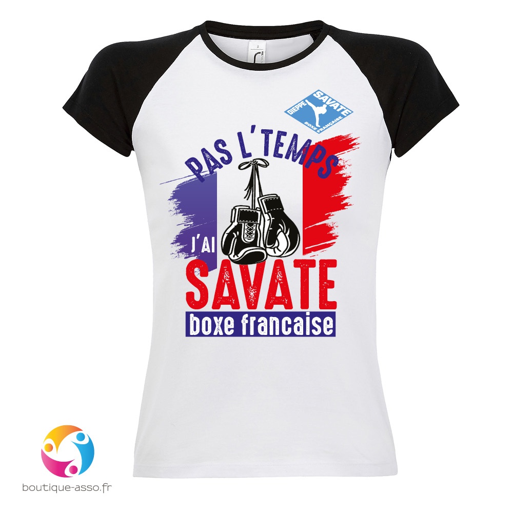TEE-SHIRT BICOLORE FEMME PERSONNALISÉ (2) - Dieppe savate boxe Française